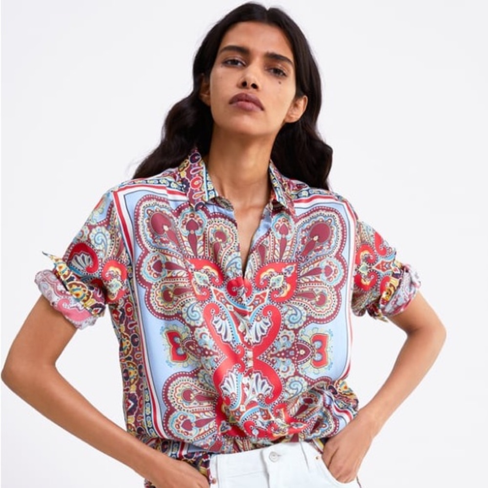 Zara Satin Printed Blouse